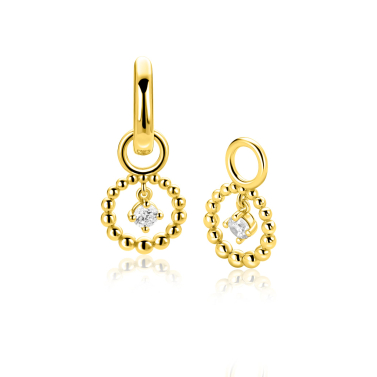 ZINZI zlv. gg.verg. oorbedels rond open bolletjes/zirc