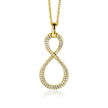 35mm ZINZI Gold Plated Sterling Silver Infinity Pendant White Zirconias ZIH2570Y (excl. necklace)