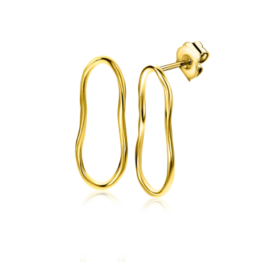 29mm ZINZI gold-plated silver stud earrings with a trendy organic shape, ZIO-BF107