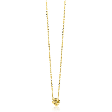 ZINZI zlv. collier gg.verg. roos hangertje en zirconia