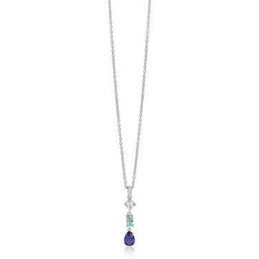 ZINZI zlv. collier hanger blauw peer/lichtbl.rechth/zc