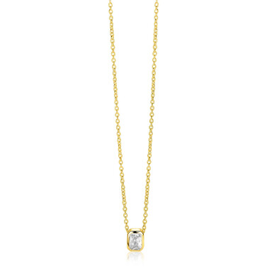 ZINZI zlv. collier gg.ver. hanger rechthoek zirconia