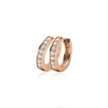 15mm ZINZI Rose Gold Plated Sterling Silver Hoop Earrings White Zirconias width 3mm ZIO191D
