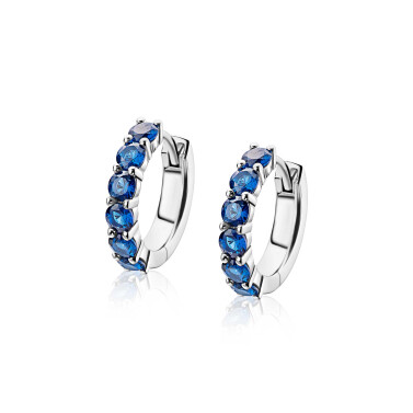 ZINZI zlv. klapcreolen 6x blauw cz. 15x3mm