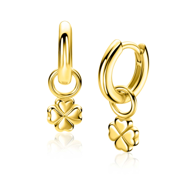 ZINZI zlv. oorbedels geel verguld klaver vier