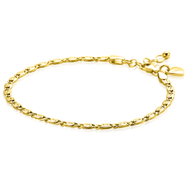ZINZI zlv. armband gg.verg. scroll schakels 3mm