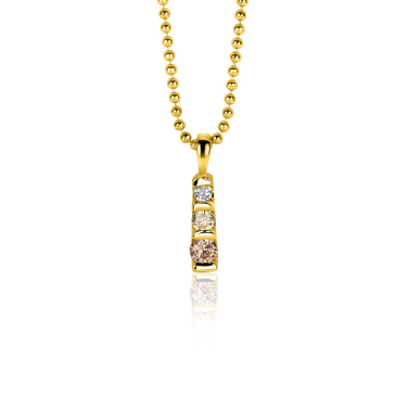 15mm ZINZI gold plated silver pendant set with champagne, peridot and white zirconias ZIH2612 (without necklace)