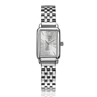 ZINZI Small Elegance Watch Silver Sunray Dial and Rectangular Case Stainless Steel Chain Strap 22mm  ZIW2802