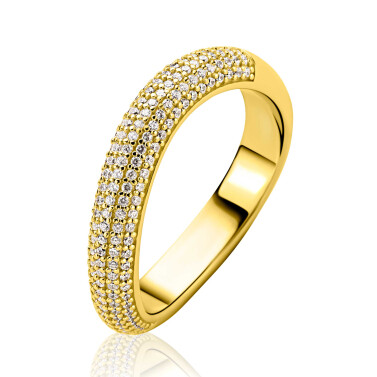 ZINZI zlv. ring gg.verg.golfvorm zirc.pave gezet mt.62