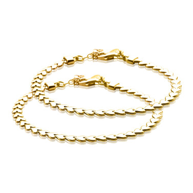 ZINZI Set of 2 Gold Plated Sterling Silver Bracelets Hearts width 4,5mm ZIA1798G-SET