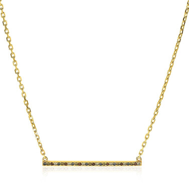 ZINZI Gold Plated Sterling Silver Chain Necklace Bar White Zirconias and Green Blue Brown Color Stones 42-45cm ZIC1964G