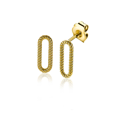 14mm ZINZI Gold Plated Sterling Silver Earrings Oval Twist ZIO2211G