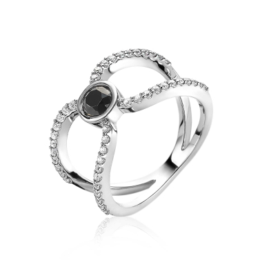 ZINZI Sterling Silver Multi-look Ring Black White Zirconia ZIR1947