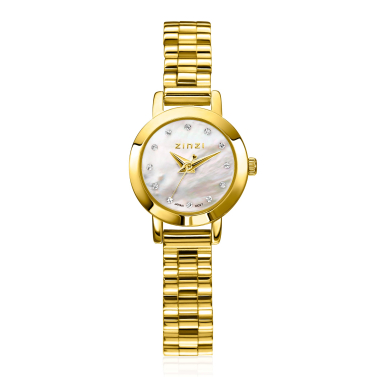 ZINZI Etoile Nuit Watch 20mm White Mother-of-Pearl Dial Gold Colored Stainless Steel Case and Strap Japanese movement ZIW3134