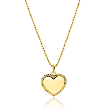 21mm ZINZI gold plated silver heart pendant with pearl rim for engraving ZIH2653G (without chain)