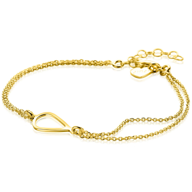 ZINZI gold-plated silver multi-look bracelet with open teardrop shape, 17-19cm, ZIA-BF111