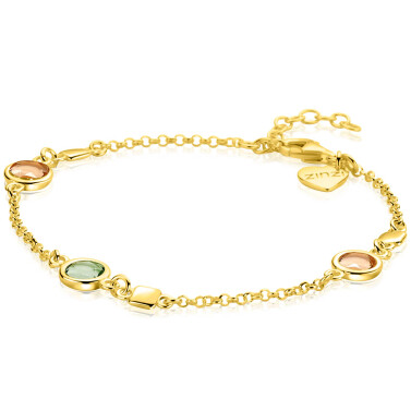 ZINZI zlv. armband gg.verg. blokjes en champ/olijf