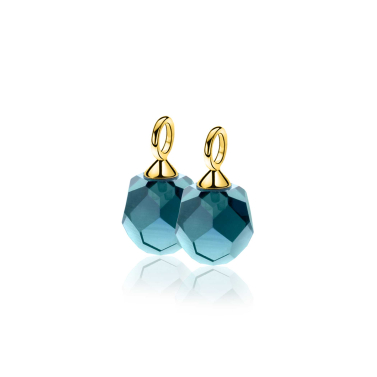 10mm ZINZI gold plated silver earring charms with blue bead ZICH266BG (without hoops)
