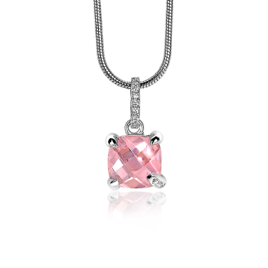 ZINZI Sterling Silver Pendant Square Pink ZIH1470R