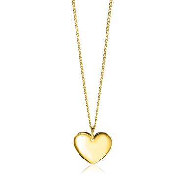 20mm ZINZI gold plated silver smooth heart pendant for engraving ZIH2346G20 (without chain)
