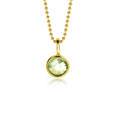 AUGUST Pendant 8mm Gold Plated Birthstone Green Peridot Zirconia (excl. necklace)