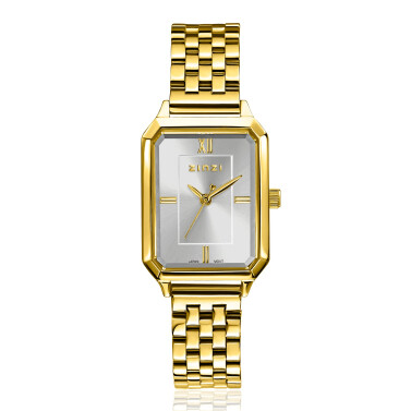 ZINZI Allure Watch 30mm Silver Colored Dial Gold Colored Case and Stainless Steel Gold Colored Band ZIW2533GB
