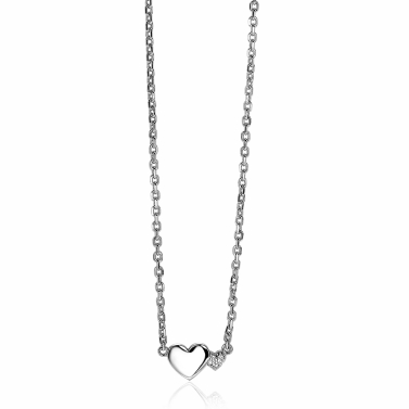 ZINZI Sterling Silver Necklace with Hearts Zirconia 42-45cm ZIC2137