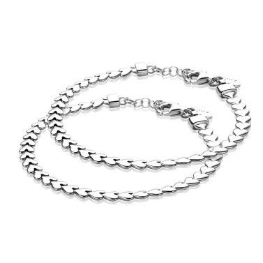 ZINZI Set of 2 Sterling Silver Bracelets Hearts 4,5mm ZIA1798-SET