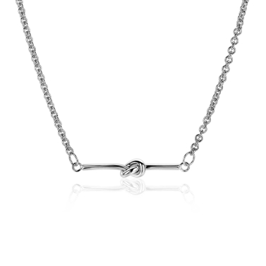 ZINZI silver jasseron link necklace with bar and knot, 43-45cm, ZIC-BF99
