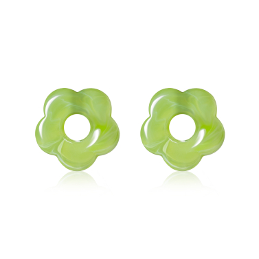 26mm flower-shaped light green synthetic earring charms ZICH2720G