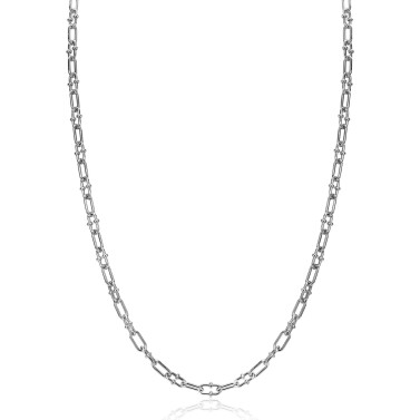 ZINZI silver necklace with 4mm paperclip links, decorated with playful beads 42-45cm ZIC2586
