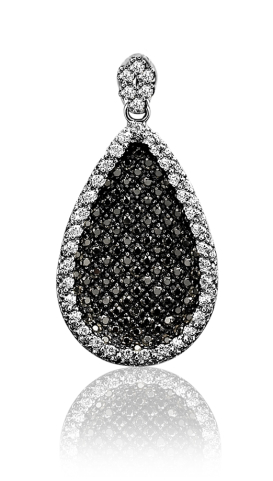 ZINZI Sterling Silver Oval Pendant Black ZIH963