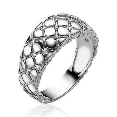 ZINZI Sterling Silver Fantasy Ring with Diamond Shapes White Zirconias ZIR877