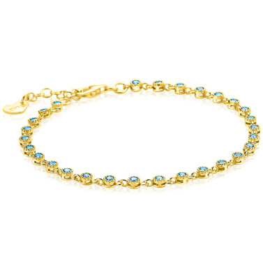 ZINZI zlv. armband gg.verg. fantasie blauwe zirc.