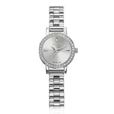 ZINZI Etoile Watch 20mm Silver Sunray Dial set with white crystals Silver Colored Stainless Steel Case and Strap ZIW3202