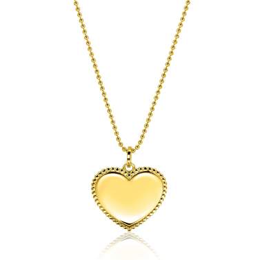 23mm ZINZI gold plated silver heart pendant with pearl rim for engraving ZIH2654G (without chain)