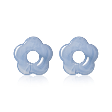 26mm flower-shaped light blue synthetic earring charms ZICH2720B