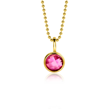 JULY Pendant 8mm Gold Plated Birthstone Red Ruby Zirconia (excl. necklace)