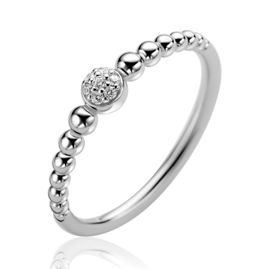ZINZI zlv. ring bolletjes midden bol pave zirc. mt.62