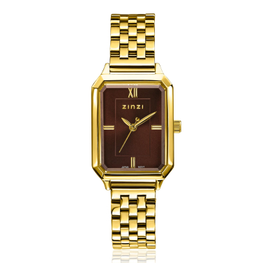 ZINZI Allure Watch 30mm Brown Colored Dial Gold Colored Case and Stainless Steel Band Japanese movement  ZIW2536