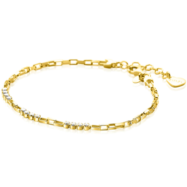 ZINZI gold-plated silver bracelet with Venetian links and white zirconia stones, 17-20cm, ZIA-BF102