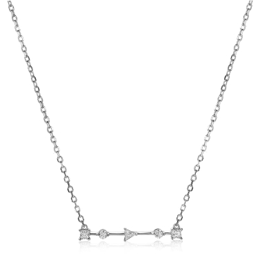 ZINZI Sterling Silver Necklace Bar with White Zirconias in Different Shapes 45cm ZIC2043