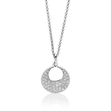 ZINZI Sterling Silver Necklace 45cm with Pendant Circle ZIC1572