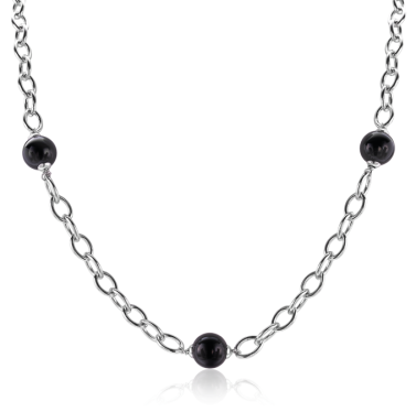 ZINZI Sterling Silver Necklace Pearl Black 45cm ZIC280Z