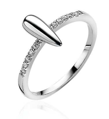 ZINZI Sterling Silver Fantasy Ring with Drop Shape White Zirconias ZIRBF25