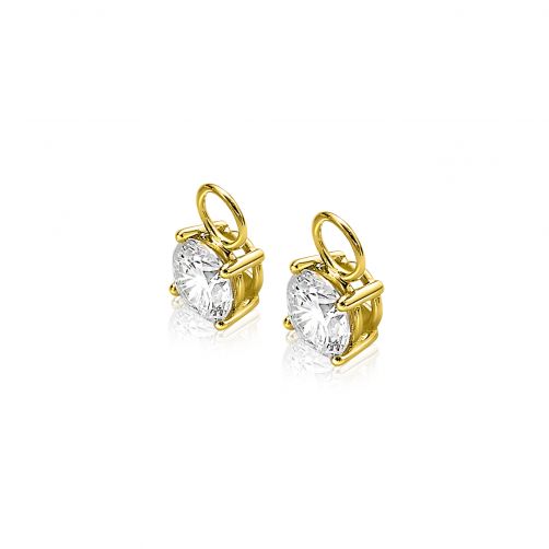 ZINZI Gold 14 karaat gouden creoolhangers rond wit ZGCH143