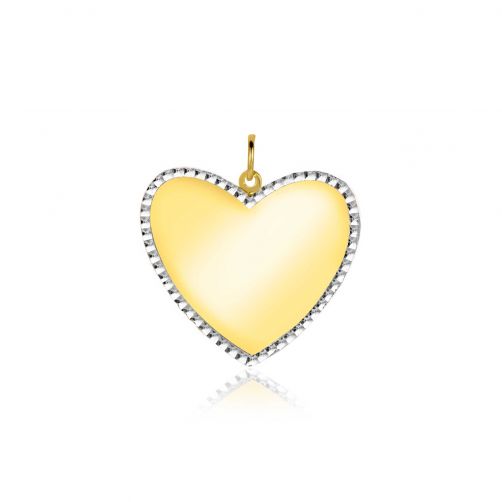 19mm ZINZI 14K Gold Pendant Shiny Heart with White Gold Pearls ZGH364-19 (excl. necklace)