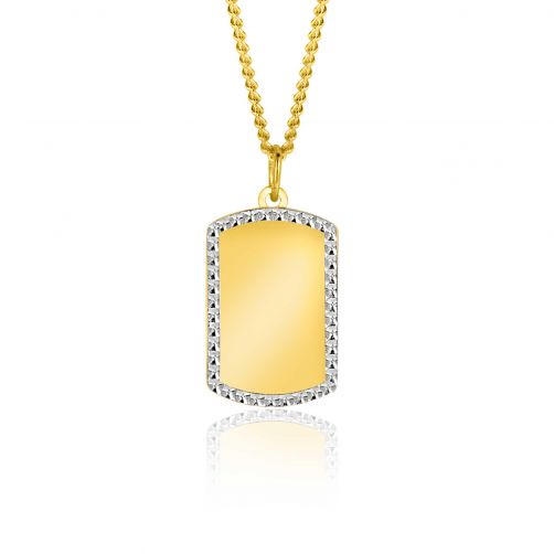 20mm ZINZI 14K Gold Engravable Flat Bar with White Gold Pearls ZGH365-20 (excl. necklace)
