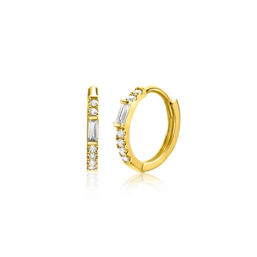 13,5mm ZINZI 14K Gold Hoop Earrings White Zirconias 13,5 x 1,5mm ZGO403