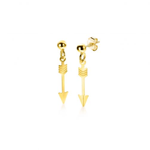 21mm ZINZI 14K Gold Stud Earrings Dangling Arrow ZGO383